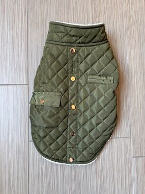 Nautica Pet Dog Jacket Quilted Army Green Water Repellent Size Medium